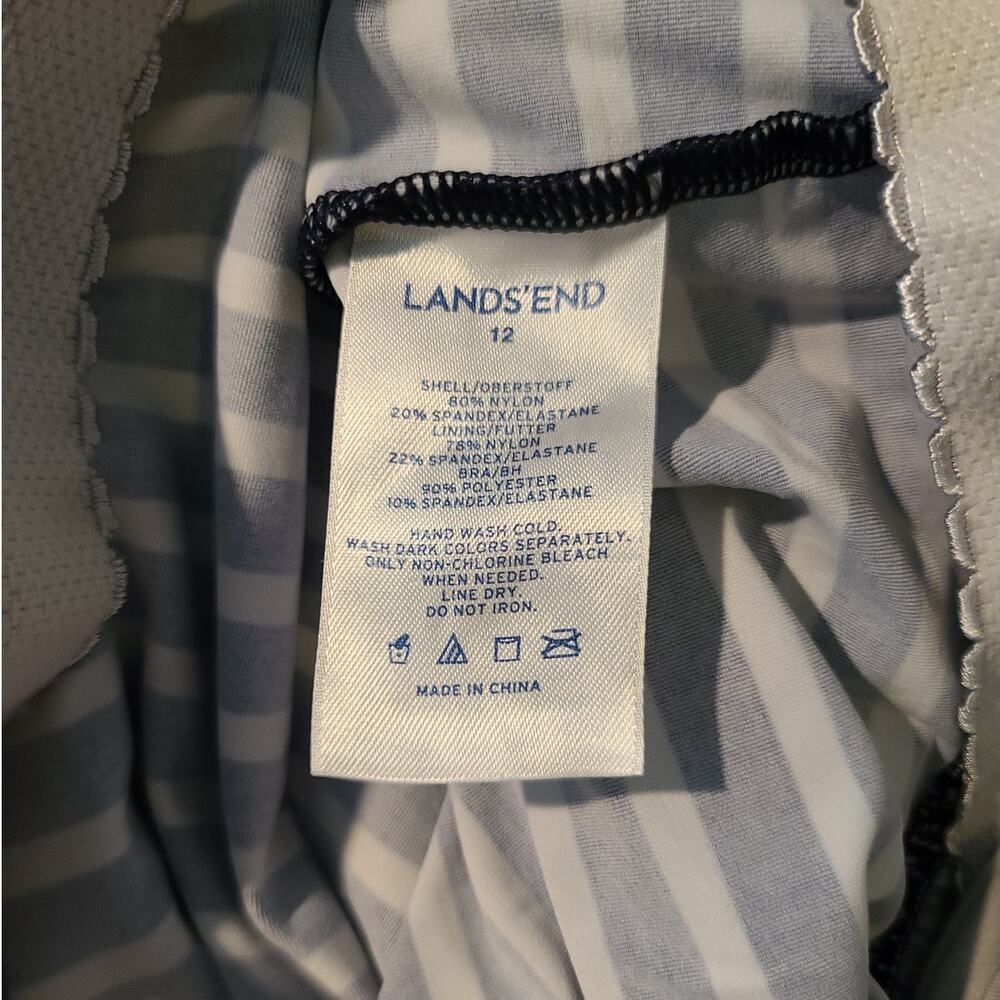 Lands End blue white striped tankini swim top - 12 - Picture 4 of 5